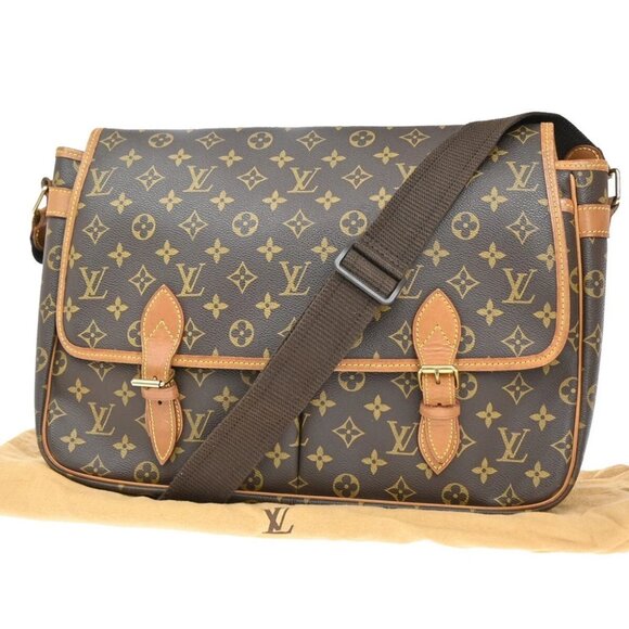 LOUIS VUITTON Gibeciere GM Shoulder Bag Monogram Leather Brown - Picture 1 of 16